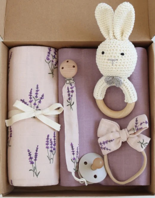 Lavender baby shower gift set